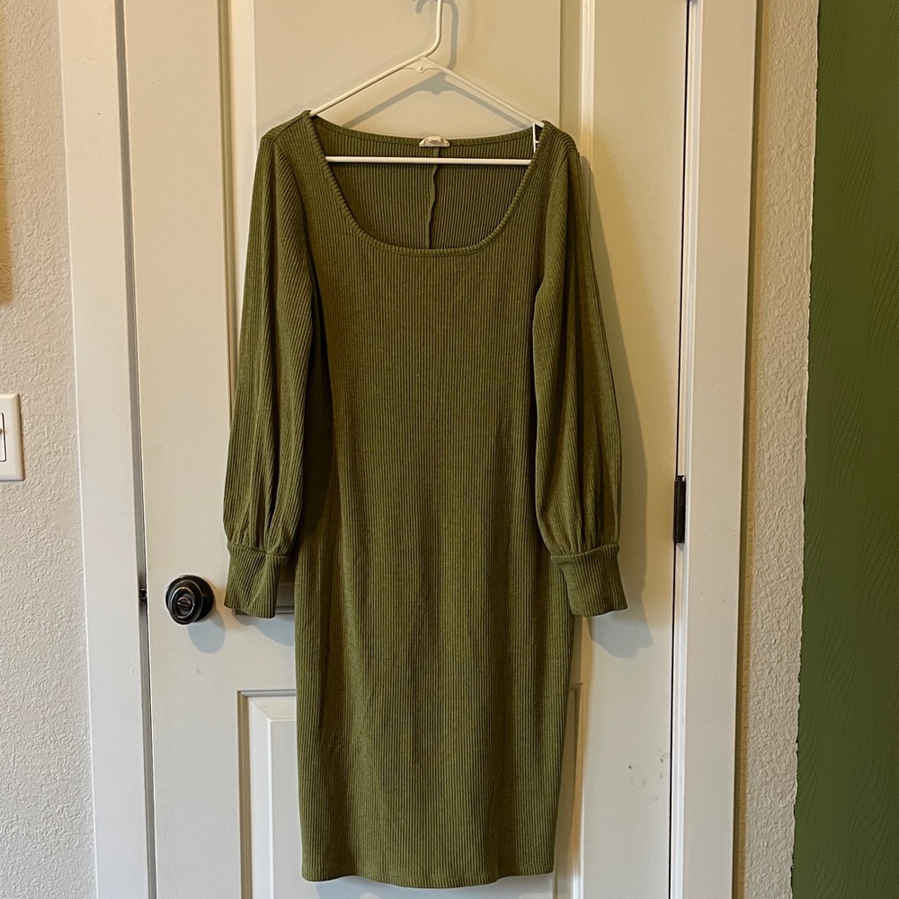 a.n.a Olive Long Sleeve Dress